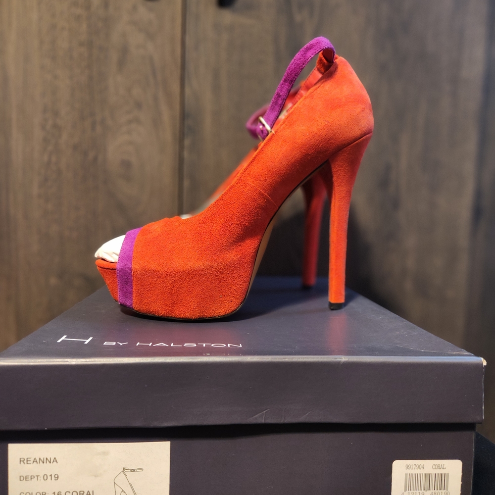 H by Halston Women's Coral and Purple Platform Heels